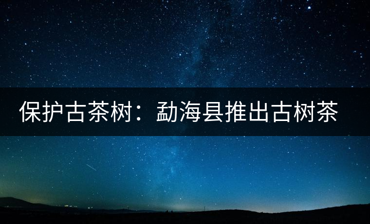 保護(hù)古茶樹:勐??h推出古樹茶認(rèn)養(yǎng)活動(dòng) 保護(hù)古茶樹:勐??h推出古樹茶認(rèn)養(yǎng)活動(dòng)