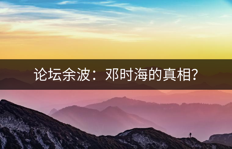 論壇余波：鄧時海的真相？