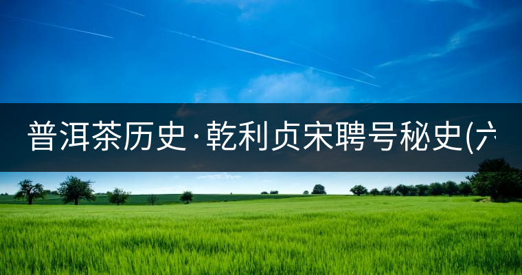 普洱茶歷史·乾利貞宋聘號(hào)秘史(六)